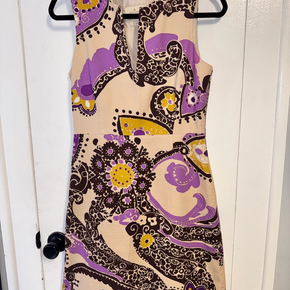Kate Spade Purple and Gold Sheath Midi Dress Halter Sleeveless